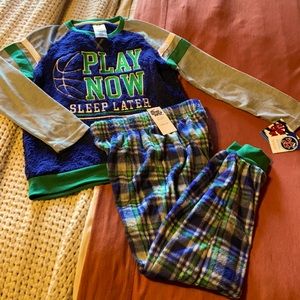 Boys navy/green cozy fleece PJs